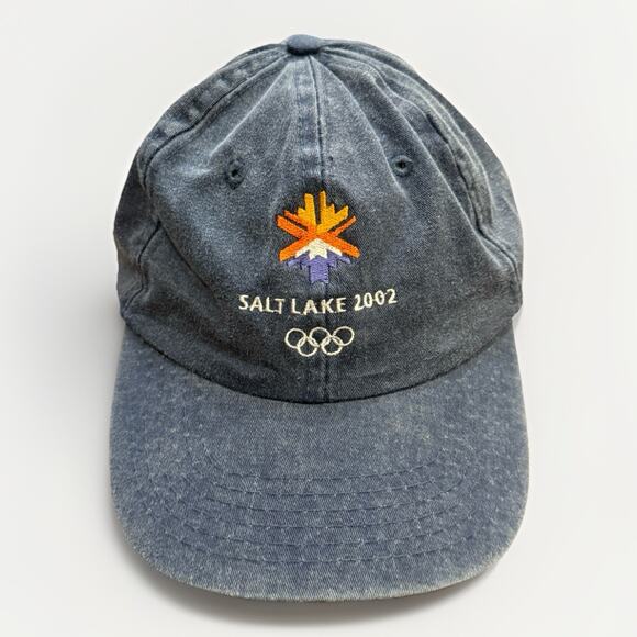 Vtg Salt Lake 2002 Unisex Blue Olympic Winter Games Adjustable Strapback Hat Cap - Picture 1 of 10